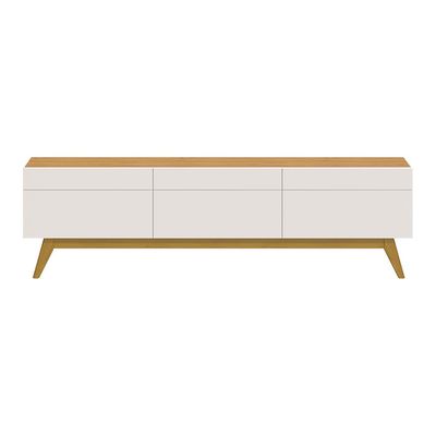 Rack Bancada 3 Gavetas 180cm Amy Off White/Nature - Gran Belo