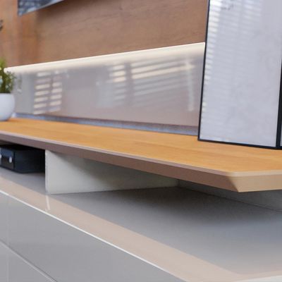Rack Bancada 3 Gavetas com Nicho 180cm Amy Off White/Nature - Gran Belo