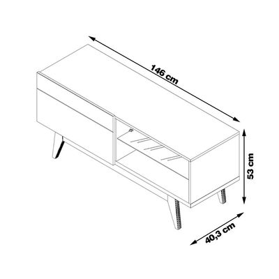 Rack Bancada 1 Gaveta 146cm Amy Off White/Nature - Gran Belo