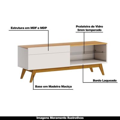 Rack Bancada 1 Gaveta 146cm Amy Off White/Nature - Gran Belo