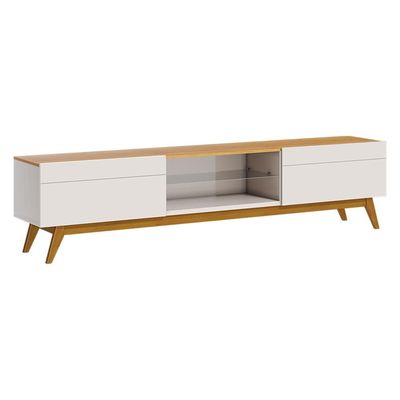 Rack Bancada 2 Gavetas 180cm Amy Off White/Nature - Gran Belo