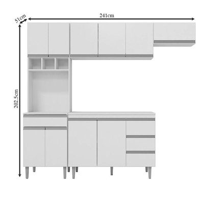 Cozinha Com Balcão E Tampo 120 Cm Andréia Branco Brilho - Ajl