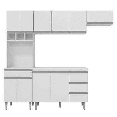 Cozinha Com Balcão E Tampo 120 Cm Andréia Branco Brilho - Ajl