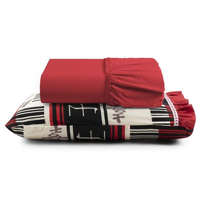 Jogo de Cama Lençol Solteiro Minuano 100% Algodão 2 Peças - Vermelho
