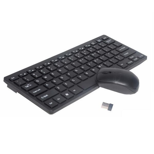 Kit Teclado E Mouse Wireless Sem Fio 2.4g Ultra Slim Black