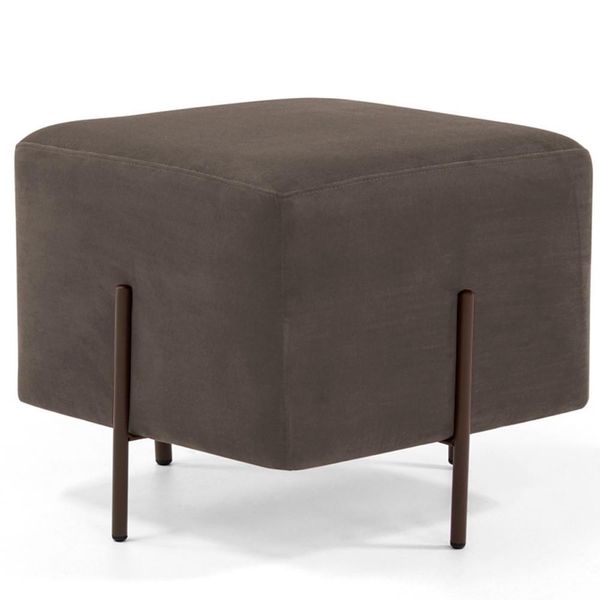 Puff Quadrado Decorativo Status 45x45 D02 Pés de Aço Veludo Marrom C-261 - Lyam Decor