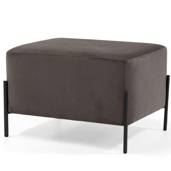Puff Quadrado Decorativo Status 60x45 D02 Pés de Aço Veludo Marrom C-261 - Lyam Decor