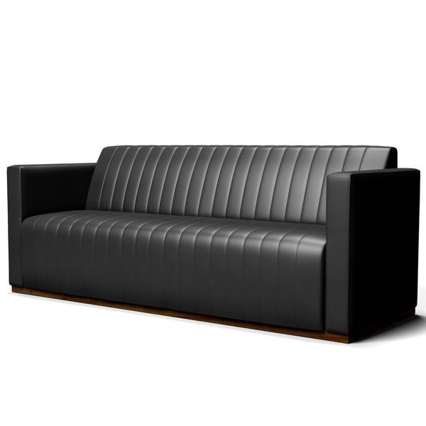 Sofá 3 Lugares Para Sala Estar Seller D02 Couríssimo Preto Brilho 210 cm B-159 - Lyam Decor
