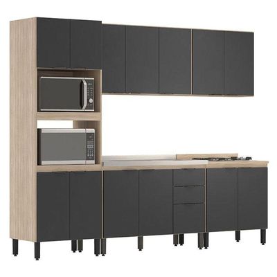 Cozinha Modulada Firenze Fhr001 Avena Touch Grafito - Demóbile