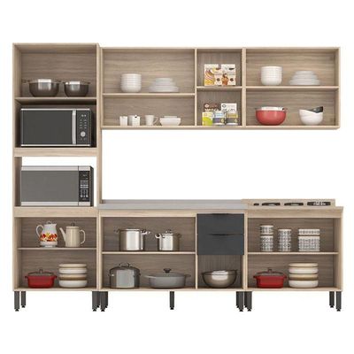 Cozinha Modulada Firenze Fhr001 Avena Touch Grafito - Demóbile
