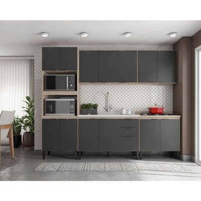Cozinha Modulada Firenze Fhr001 Avena Touch Grafito - Demóbile
