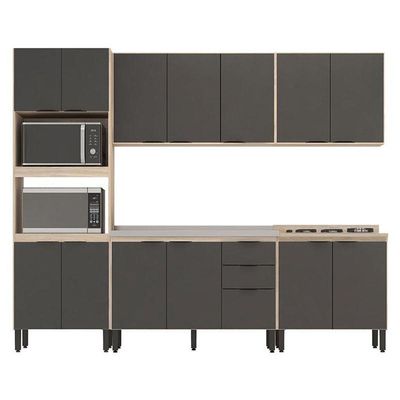 Cozinha Modulada Firenze Fhr001 Avena Touch Grafito - Demóbile