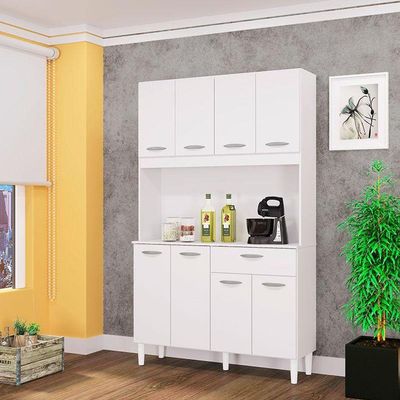 Cozinha Kit Cassia 8 Portas Branco - Poquema