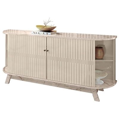 Aparador Para Sala Buffet Mônaco E Cristaleira Marina Calacata Off White - Madetec