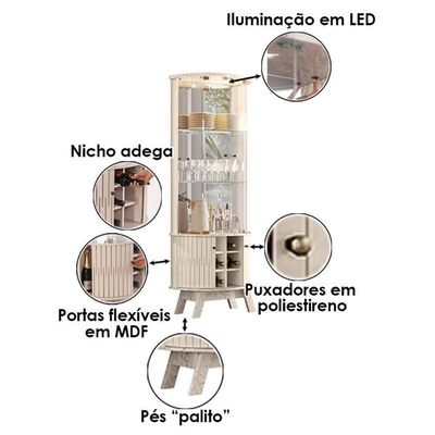 Aparador Para Sala Buffet Mônaco E Cristaleira Marina Calacata Off White - Madetec