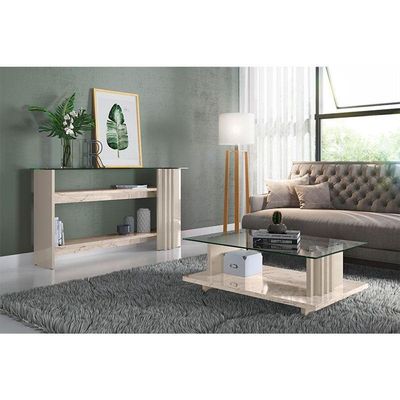 Aparador E Mesa De Centro Frizz Calacata Off White - Madetec