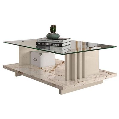 Aparador E Mesa De Centro Frizz Calacata Off White - Madetec