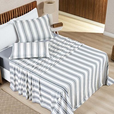 Coordenado Edredom com Lençol Estilo King 5 Peças - Cinza