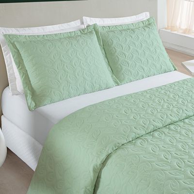 Colcha Cobre Leito Valença King 3 Peças Dupla Face - Verde