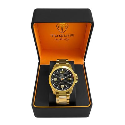 Relógio Tuguir Masculino Ref:9166d Tgi37006 Casual Aço Dourado