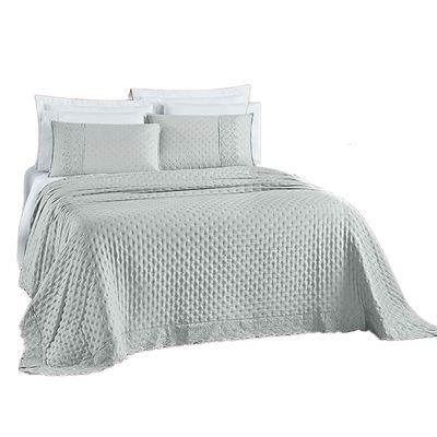 Kit Cobre Leito Colcha Nobre Casal King 3 Peças Micropercal 200 Fios Matelado - Cinza Geada
