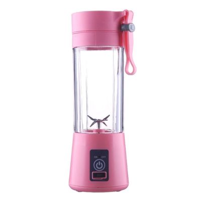 Mini Liquidificador Portatil Misturador Squeez Recarregável Usb 6 Lâmina Rosa 380ml