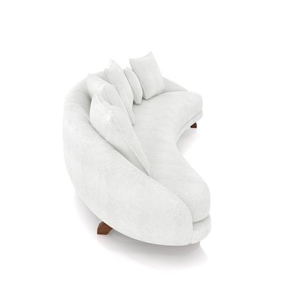 Sofá Living 3 Lugares 265cm Pés Madeira Morales com Almofadas Bouclê Off White G52 - Gran Belo