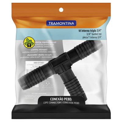 Conexão T Interna Tripla 3/4 polegada Tramontina para Mangueiras