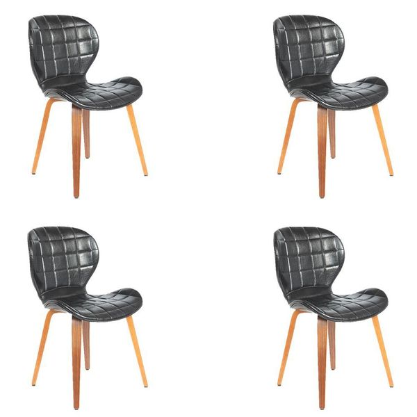 Kit 4 Cadeiras Decorativas de Escritório Recepção GranClass PU Sintético Preto - Gran Belo