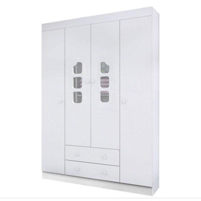 Berço Americano Lara E Guarda Roupa Lívia Branco Brilho Com Colchão - Phoenix
