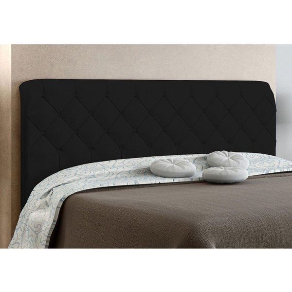 Cabeceira Paris Cama Box Casal 140 cm Suede Preto D'Rossi