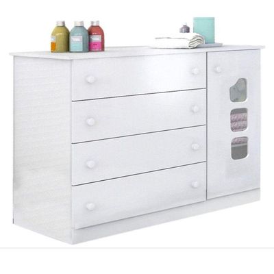 Cômoda E Guarda Roupa Infantil Lívia Branco Brilho - Phoenix