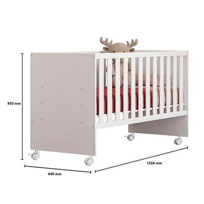 Berço Nacional Doce Sonho 3540 E Cômoda Infantil Duda Branco Brilho Com Colchão Ortobom Phoenix Baby