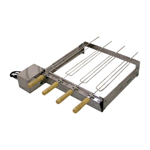Kit Giratório Baixo Para Churrasqueira Em Inox 05 Espetos Kit Giratório Baixo Para Churrasqueira Em Inox 05 Espetos