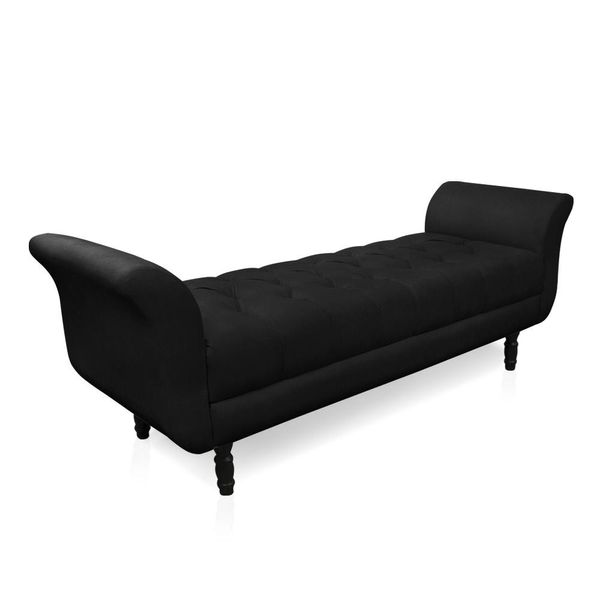 Recamier Olinda Suede Preto 160 cm Pés Torneados Tabaco - D'Rossi