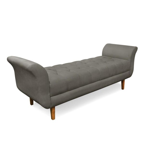 Recamier Olinda Suede Grafite 160 cm Pés Chanfrado Castanhos - D'Rossi