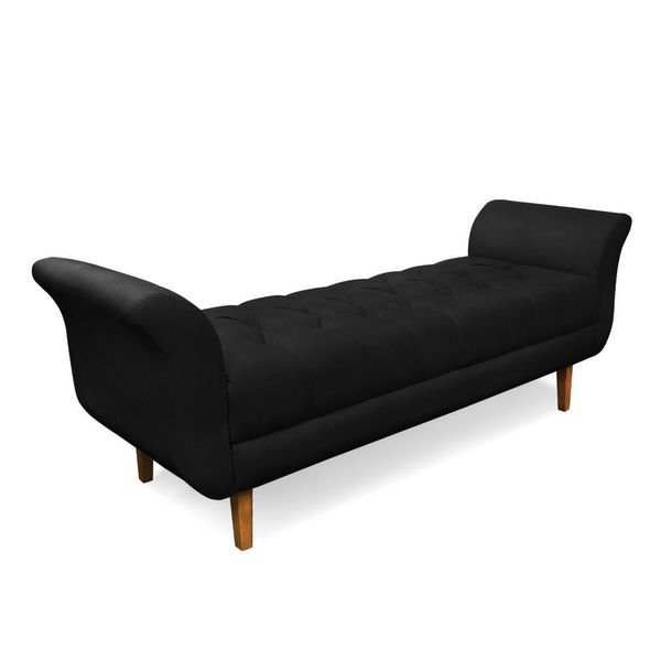 Recamier Olinda Suede Preto 160 cm Pés Chanfrado Castanhos - D'Rossi