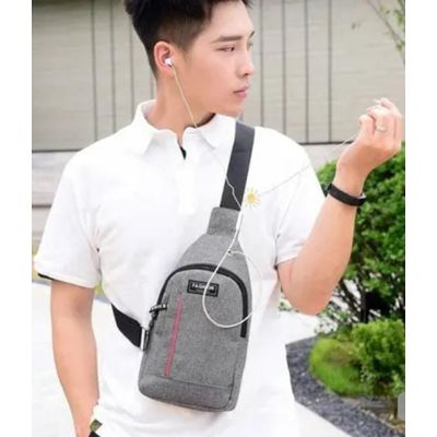 BOLSA MOCHILA IMPERMEÁVEL TRANSVERSAL CROSSBODY POCHETE DE PEITO PORTÁTIL ALÇA ÚNICA AJUSTÁVEL Único / Cinza