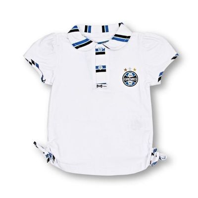 Camisa Polo Infantil Grêmio Feminina Oficial Tam 1 / Branco