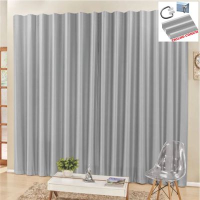Cortina 2 Mts Sala Quarto Escritório Blackout para Trilho Comum - Cinza