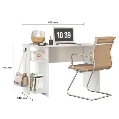 Mesa Para Escritório 3875 Branco Brilho - Qmovi