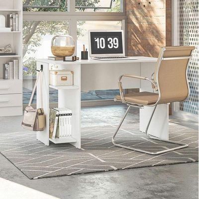 Mesa Para Escritório 3875 Branco Brilho - Qmovi