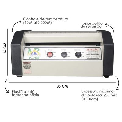 Plastificadora e Poliseladora Profissional P280 Ofício 220V