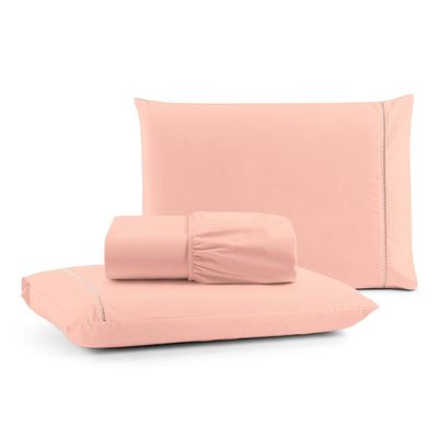 Jogo de Lençol Casal Mirante 100% Algodão 3 Peças - Rosa