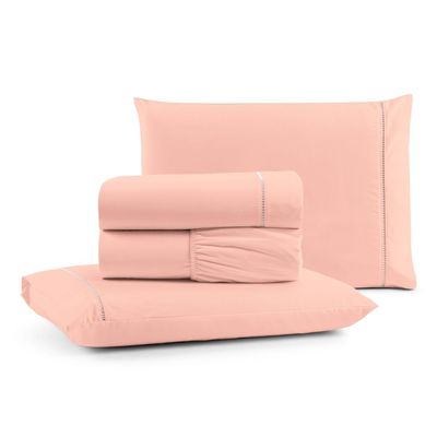 Jogo de Lençol Casal Mirante 100% Algodão 4 Peças - Rosa
