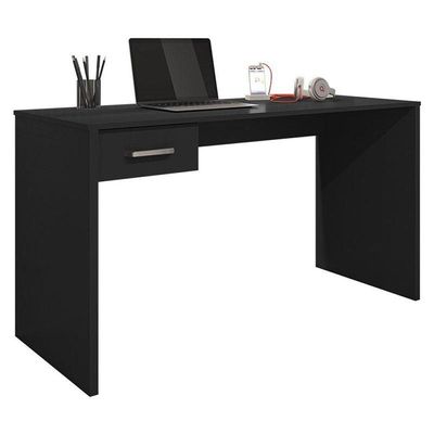 Mesa Para Computador Gávea Com Gaveta E Livreiro Office Preto Trama - Móveis Leão