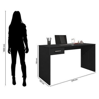 Mesa Para Computador Ambiente Gávea Com Gaveta Preto Trama - Móveis Leão