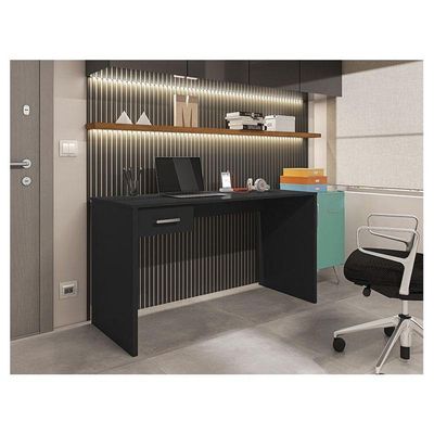Mesa Para Computador Ambiente Gávea Com Gaveta Preto Trama - Móveis Leão
