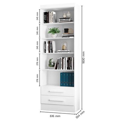 Estante Para Livros 2 Gavetas 3420 Branco - Qmovi