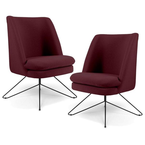 Kit 2 Poltronas Decorativas Base Orby Pérsia Suede C-278 Marsala - Domi